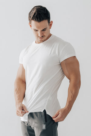 Scoop Shoulder Hem Tee White