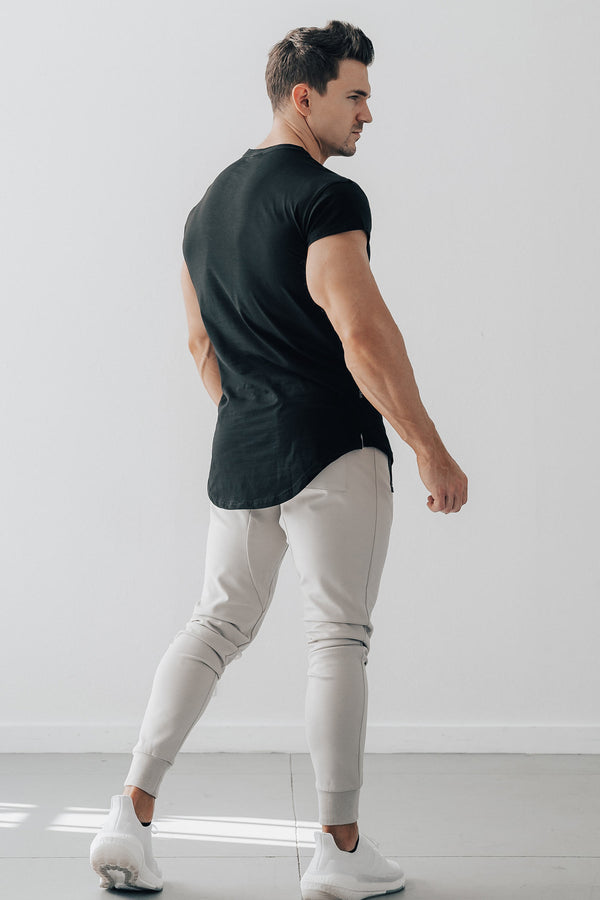 Scoop Shoulder Hem Tee Black