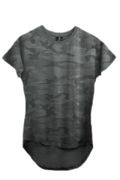Scoop Shoulder Hem Tee Dark Camo