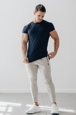 Scoop Shoulder Hem Tee Navy
