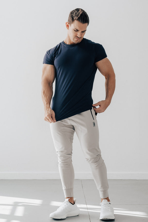Scoop Shoulder Hem Tee Navy