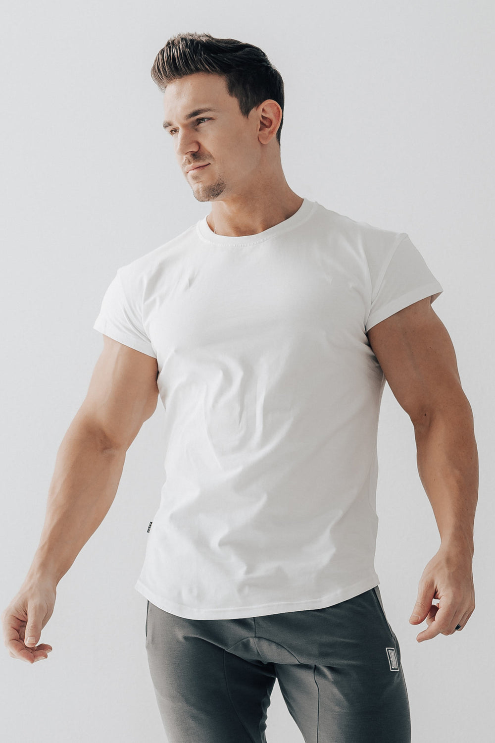 Scoop Shoulder Hem Tee White