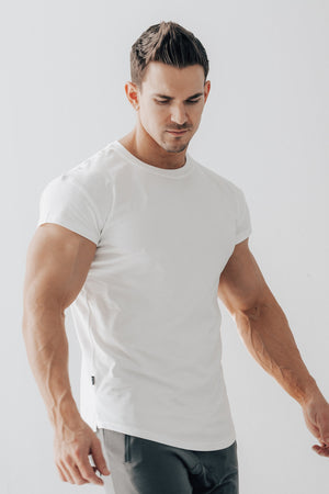 Scoop Shoulder Hem Tee White