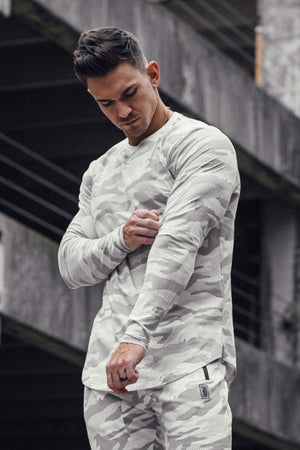 Split Hem Long Sleeve White Camo