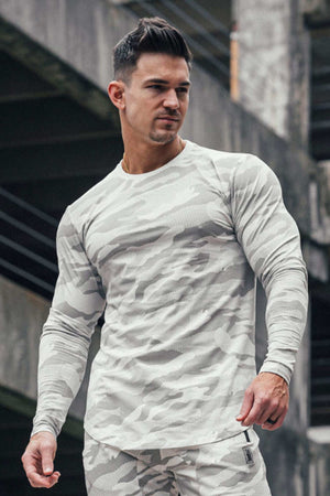 Split Hem Long Sleeve White Camo