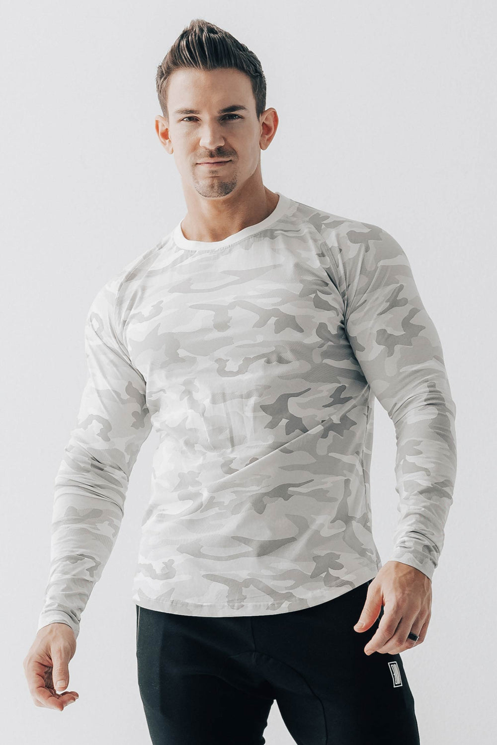 Split Hem Long Sleeve White Camo