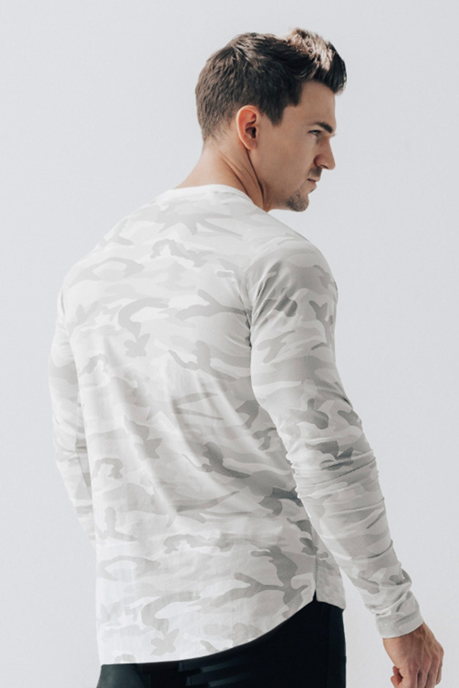 Split Hem Long Sleeve White Camo