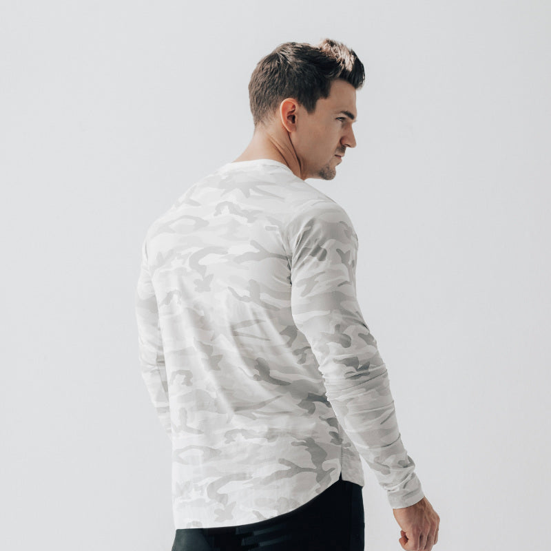 Split Hem Long Sleeve White Camo