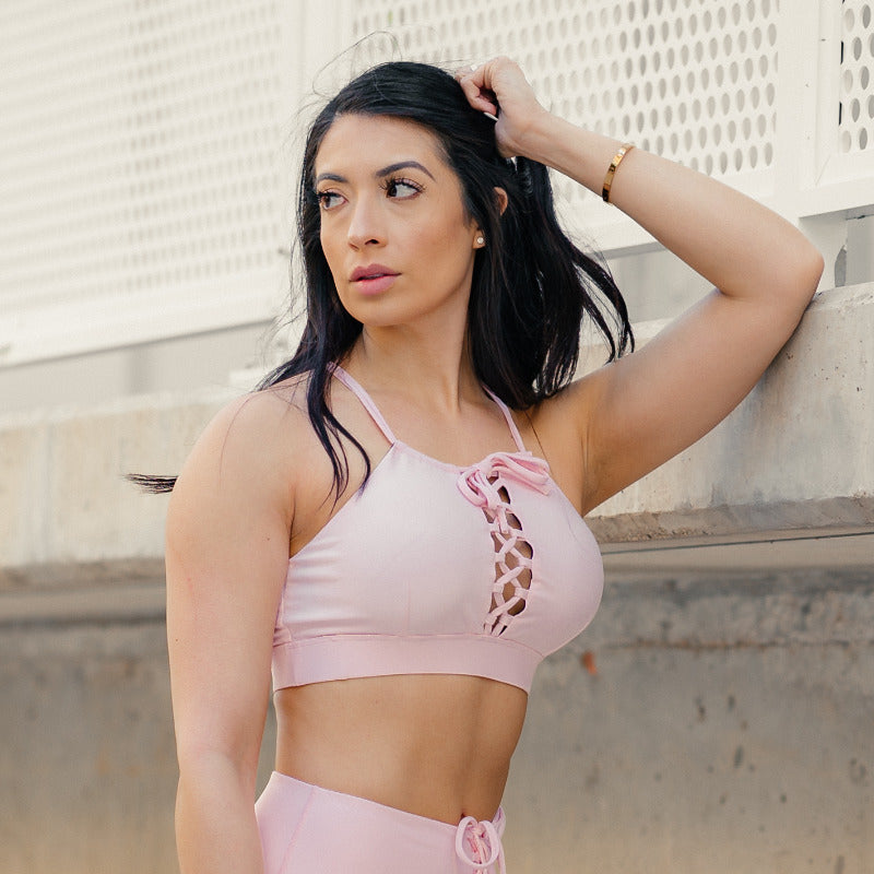 Cinched Halter Crop Pink Sand