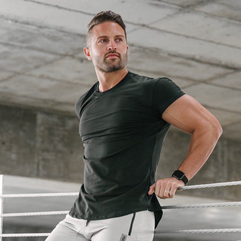Scoop Shoulder Hem Tee Black ZIVI Apparel