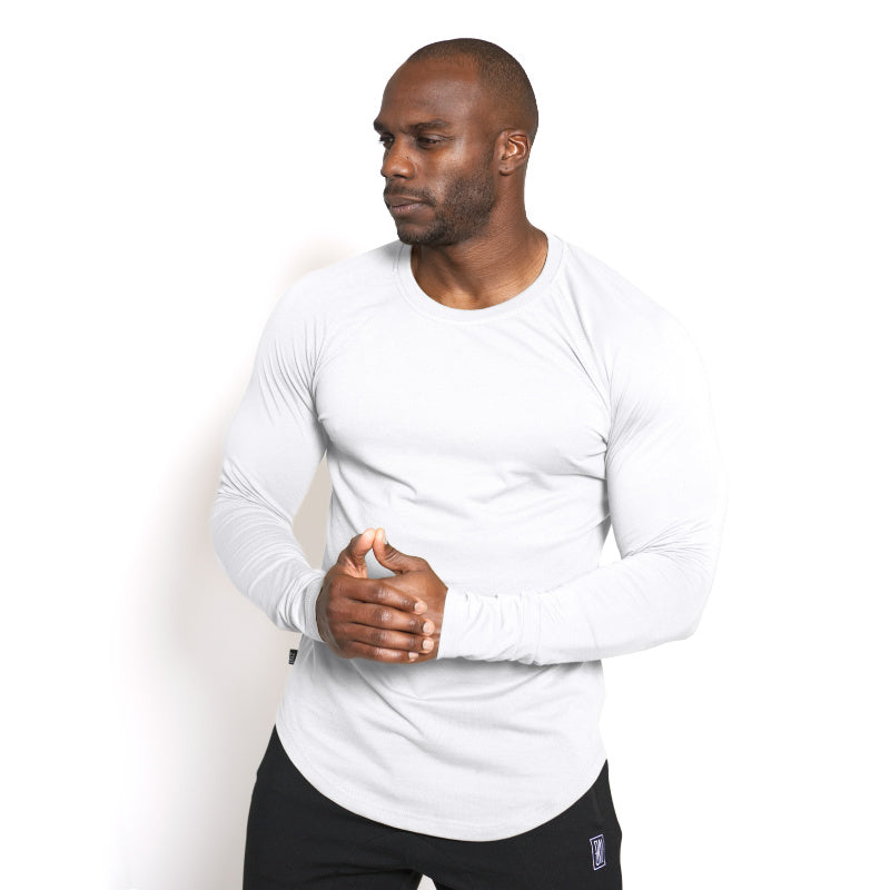 White long sleeve workout on sale shirt